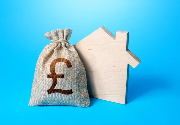 House Silhouette British Pound Sterling Money Bag Mortgage Loan House — ストック写真