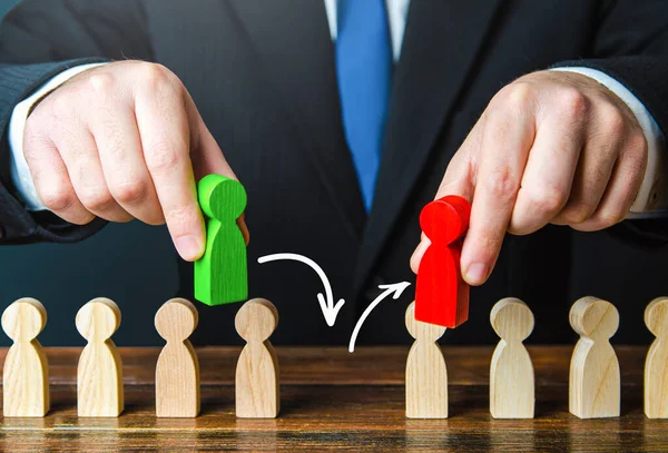 Replacing an old employee with a new one. Replace an incompetent worker. Business management and human resources. Performance improvement. Social toxicity. Nepotism. Personnel changes.