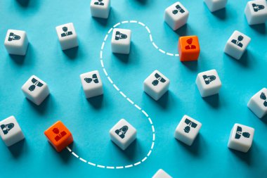 Sosyal bir gruptaki iki kişi arasındaki iletişim hattı. Zihinsel bağlantı. Ruh eşini bul. İlişki kur ve arkadaş edin. Ortaklık. Karşılıklı yardım. Arkadaşlık.