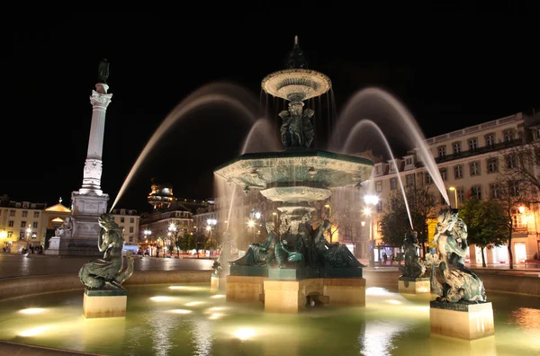 Fountain in Rossio Square — Stock Photo, Image