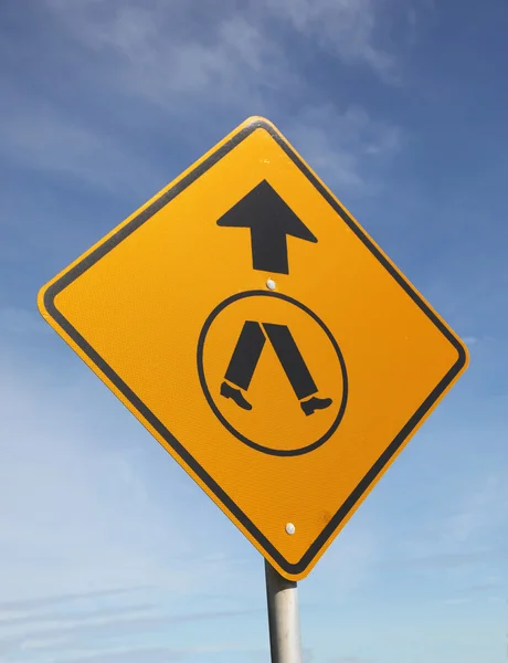 Pedestrian Crossing Sign on Blue Sky background — Stock Photo, Image