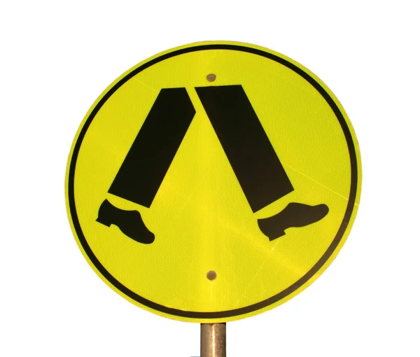 Przejście dla pieszych znak na białym tle — Zdjęcie stockowe