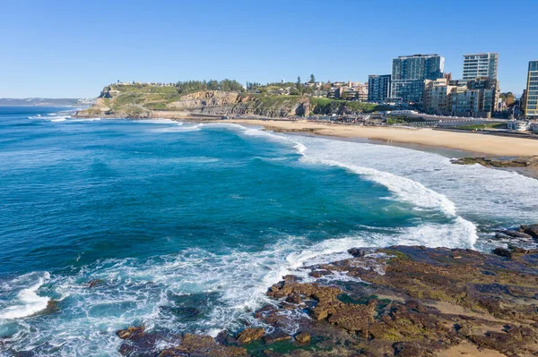 Newcastle Beach Nsw Avustralya Nın Hava Manzarası Sydney Kuzeyinde Bir — Stok fotoğraf