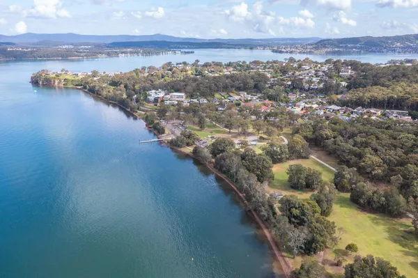 Vue Aérienne Baie Croudace Vers Eleebana Lac Macquarie Newcastle Nsw — Photo