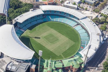 Sydney Kriket Alanı 'nın havadan görünüşü. Saha ayrıca Rugby League ve Australian Rules Football için de kış sezonlarında kullanılmaktadır..
