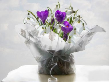 Bahar çiçekleriyle dolu durgun bir hayat