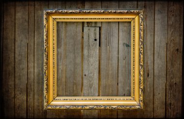 ahşap rustik duvar Golden boş çerçeve