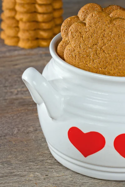 Gingerbread cookies in a white bowl — Stock Photo, Image