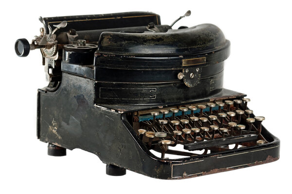 Antique typewriter isolated on white