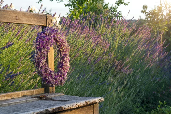 Lavendel blomma krans — Stockfoto