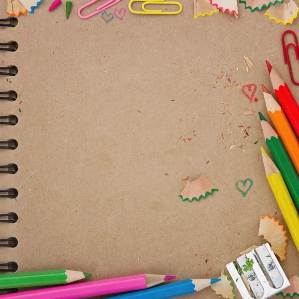 Back to school background with brown notebook — Stock Photo, Image