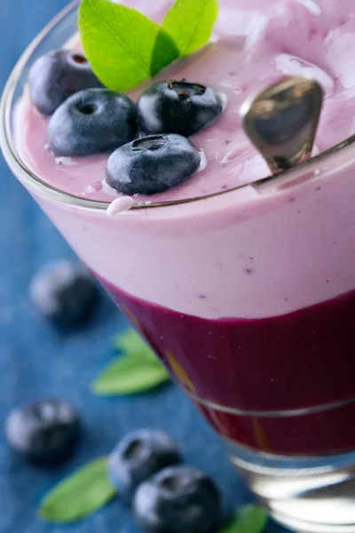 Gesunder Joghurt mit Blaubeeren — Stockfoto