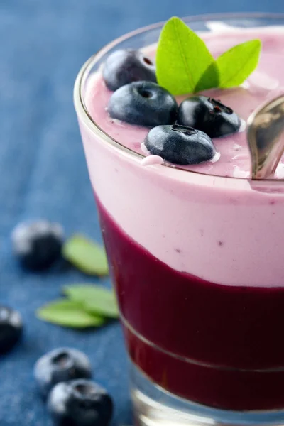 Joghurt mit Blaubeeren — Stockfoto