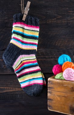 renkli çizgili Yün çorap