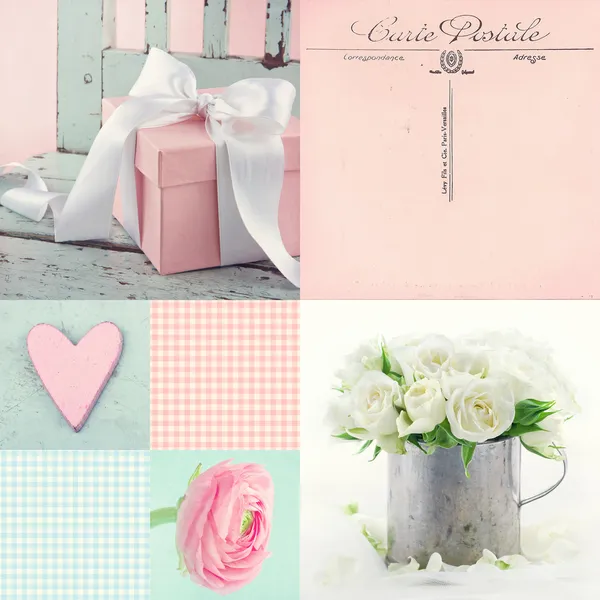 Collage de fleurs et de cadeaux — Photo