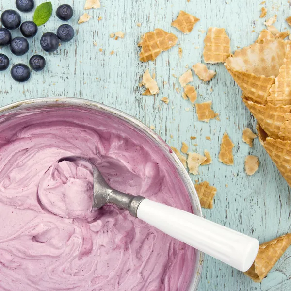 Homemade blueberry ice cream — Stock Photo, Image