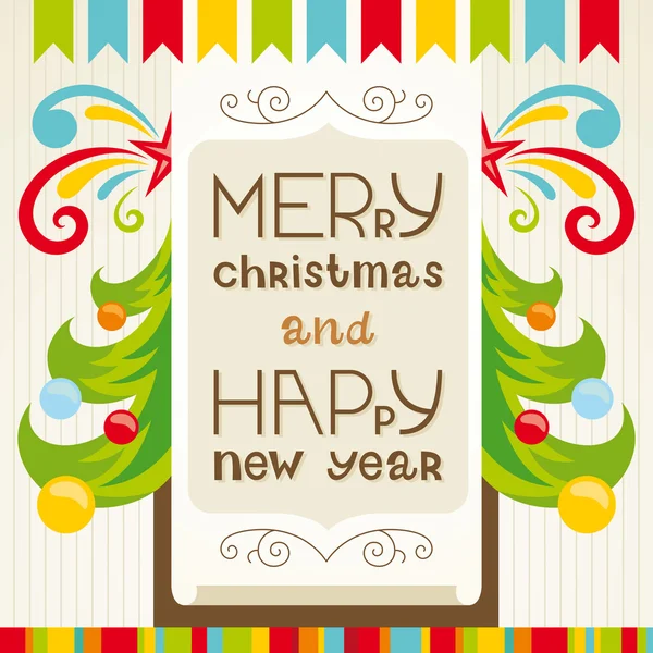 Merry Christmas lettering greeting card — Stock Vector