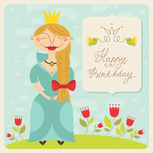 Happy birthday princess card — Stock Vector
