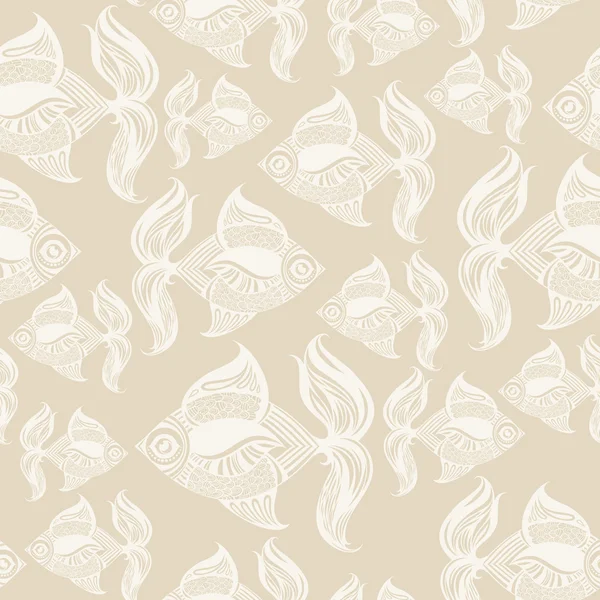 Seamless pattern with monochrome fishes — Stock Vector