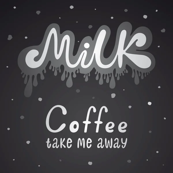 Coffee and milk typography background on chalkboard — Stock Vector