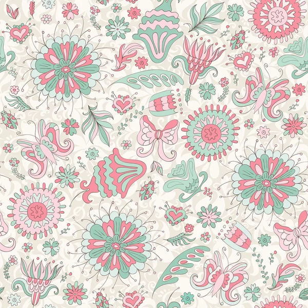 Seamless pink summer pattern with flowers — Stock Vector