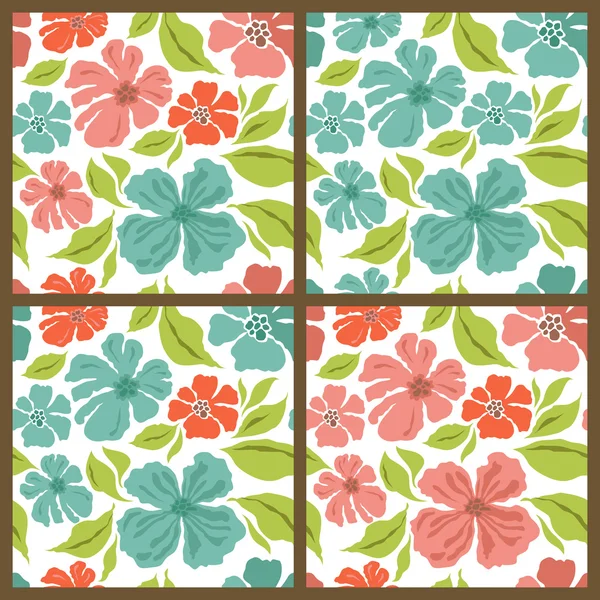 Conjunto de vectores. Patrones de flores primavera . — Archivo Imágenes Vectoriales