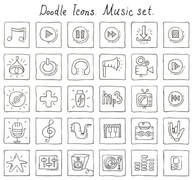 Doodle simgeler. müzik seti