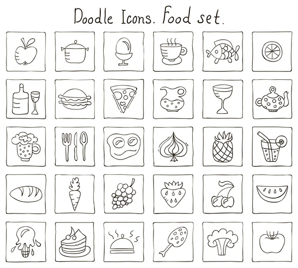Doodle ikony. Sada potravin — Stockový vektor