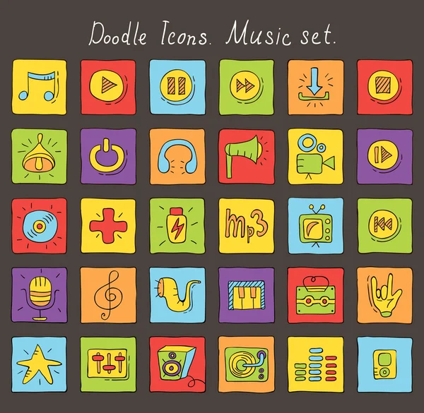 Colored doodle icons. Music set — Stock Vector