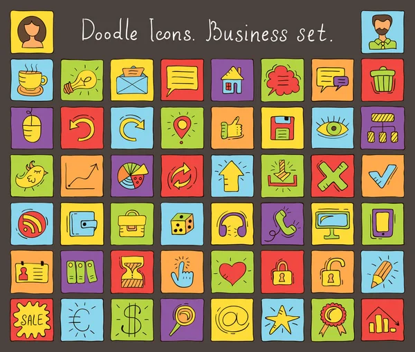 Farbige Doodle-Symbole. Business Set — Stockvektor
