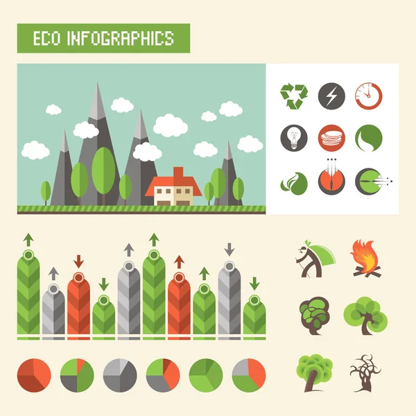 Ökológia infographics. vektor készlet Jogdíjmentes Stock Illusztrációk