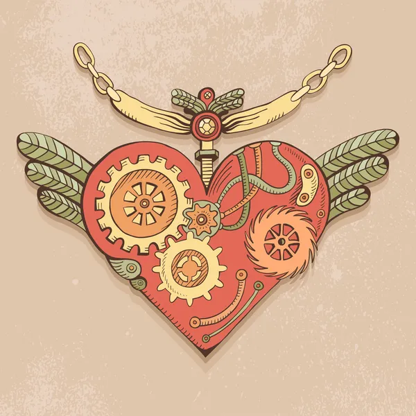 Corazón steampunk coloreado — Vector de stock