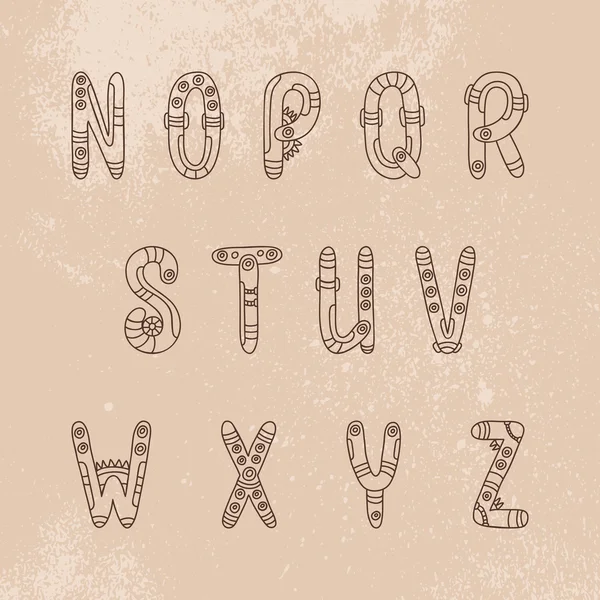 Steampunk lettertype n-z — Stockvector