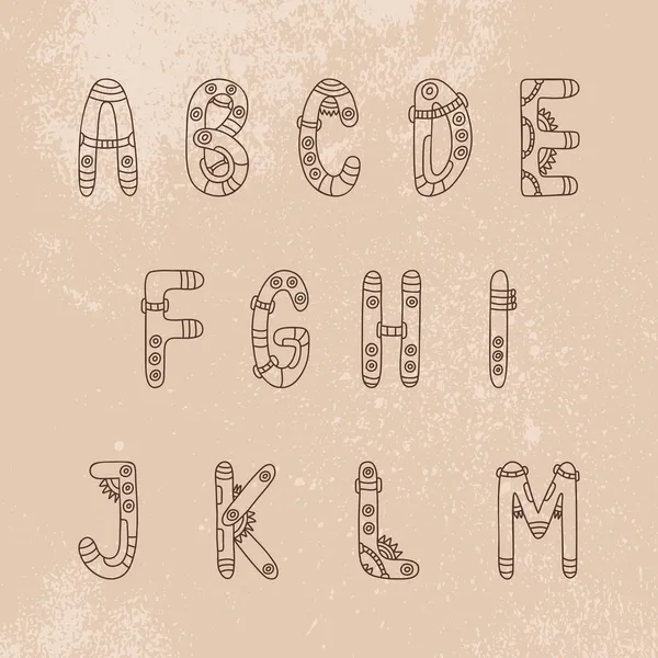 Steampunk lettertype a-m — Stockvector