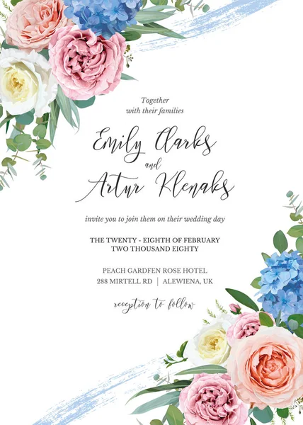 Vector Elegante Bloemen Bruiloft Uitnodigen Kaart Uitnodiging Template Ontwerp Tender — Stockvector