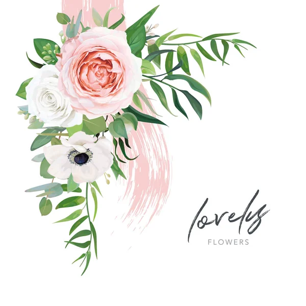 Frühling Sommer Hochzeit Blumeneinladungskarte Hochzeitseinladung Grußvorlage Design Aquarell Editierbares Rouge — Stockvektor