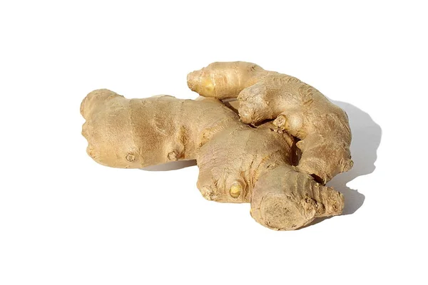 Fresh Ginger Root Lies White Background — Stock Photo, Image