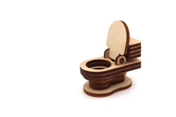 Drewniana Toaleta Dla Dzieci Zmontowana Sklejki Białym Izolowanym Tle — Zdjęcie stockowe