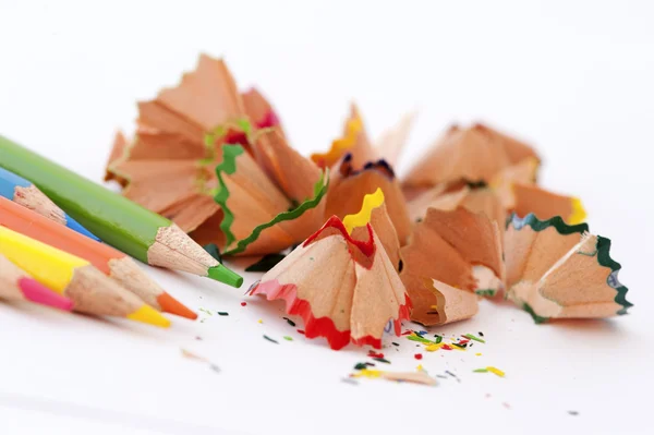 Pencils and pencils shaving — Stock Photo, Image