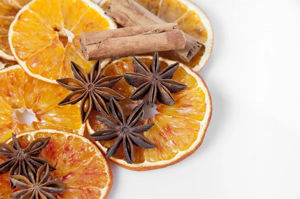 Laranja e especiarias fundo — Fotografia de Stock