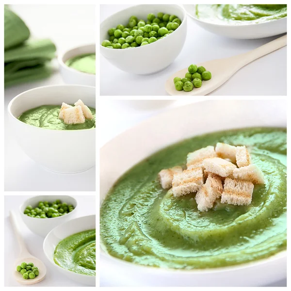 Collage sopa vegetariana — Foto de Stock