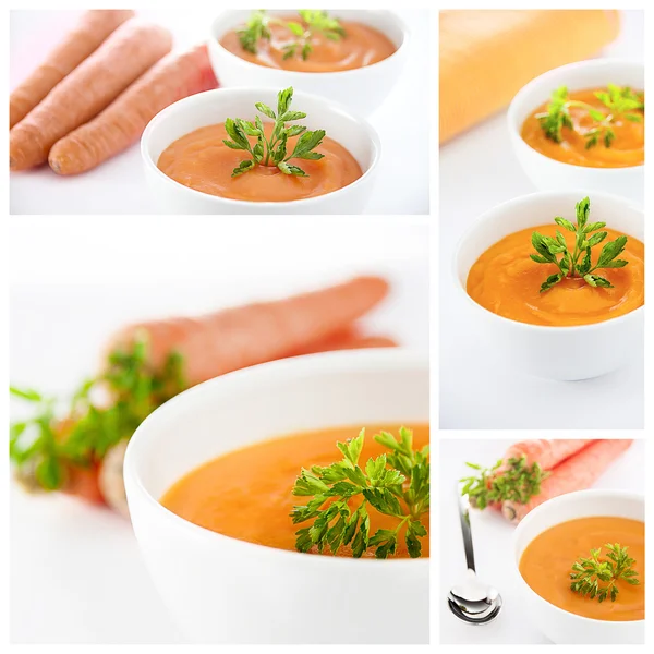Colagem de sopa de cenouras — Fotografia de Stock