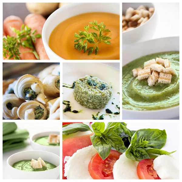 Koláž vegetariánských potravin — Stock fotografie