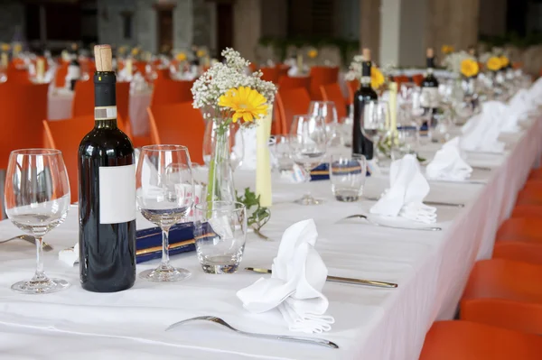 Tischdecken beim Hochzeitsempfang — Stockfoto