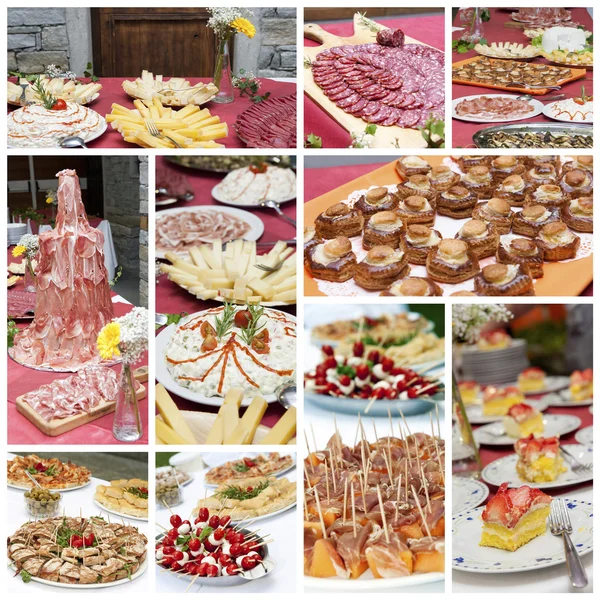 Vorspeisenbuffet Collage — Stockfoto