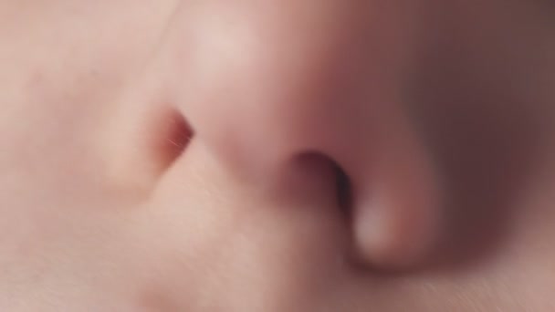 Le nez du bébé se referme. Macro Vidéo 4K Vidéo De Stock