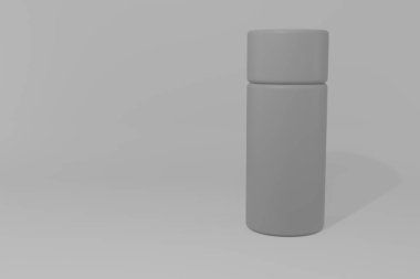 Gri Mockup 3D Yapılandırma Üzerine Plastik Dikdörtgen Kozmetik Kavanozu