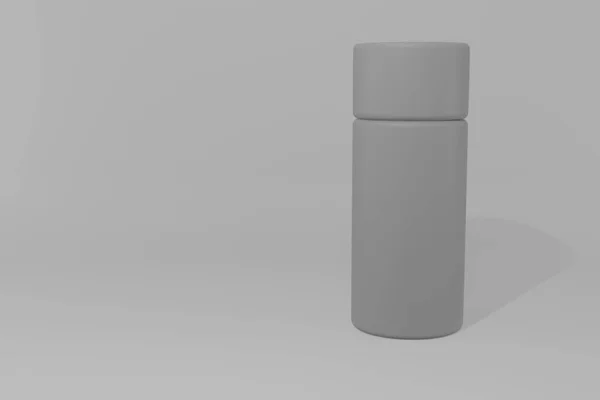灰色模型3D渲染中的塑料矩形化妆品罐 — 图库照片