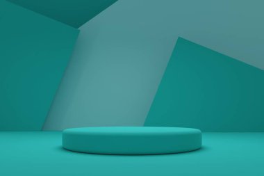 Silindirik soyut, geometrik platformlu, pastel renklerde, minimal sahne. Podyumlu 3d arkaplan vektörü