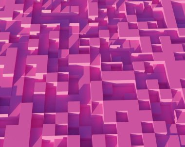3d dikdörtgen arka plan. Soyut pembe kareler gelecekte bir alan oluşturur. Soyut 3d oluşturma arkaplanı.